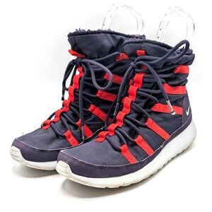 Nike Roshe One Hi GS Winter Boots Fur Lined Purple Pink Girls Youth Size 7Y